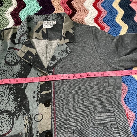 Parsley & Sage Blazer Womens M Gray Funky Lagenlook Artsy Cotton - Picture 6 of 6